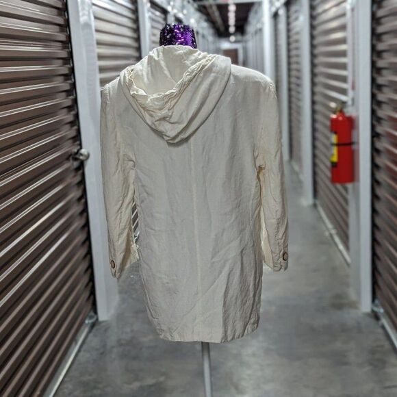 Vintage Gil Bret Size 14 White Double Breasted Jacket w Hood and Pockets - Picture 2 of 8